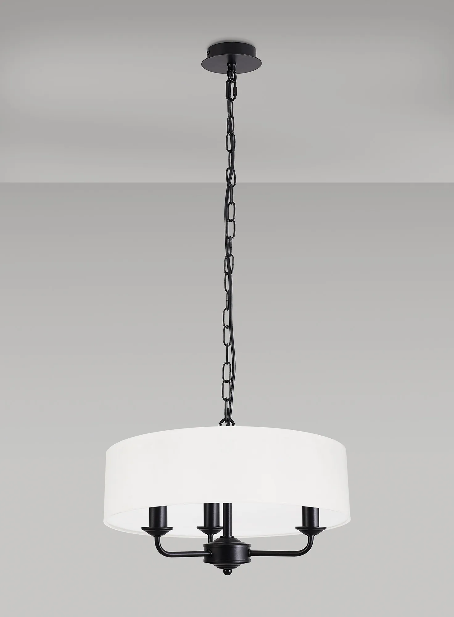 Banyan 45cm 3 Light Pendant Matt Black; White DK1007  Deco Banyan MB WH